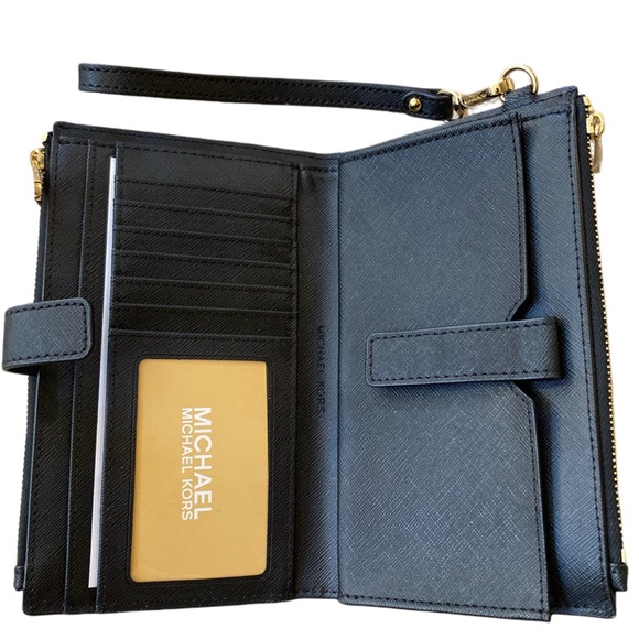 MICHAEL KORS ADELE LOGO SMARTPHONE WALLET JET SET DOUBLE ZIP WRISTLET 7-8 - Picture 2 of 6